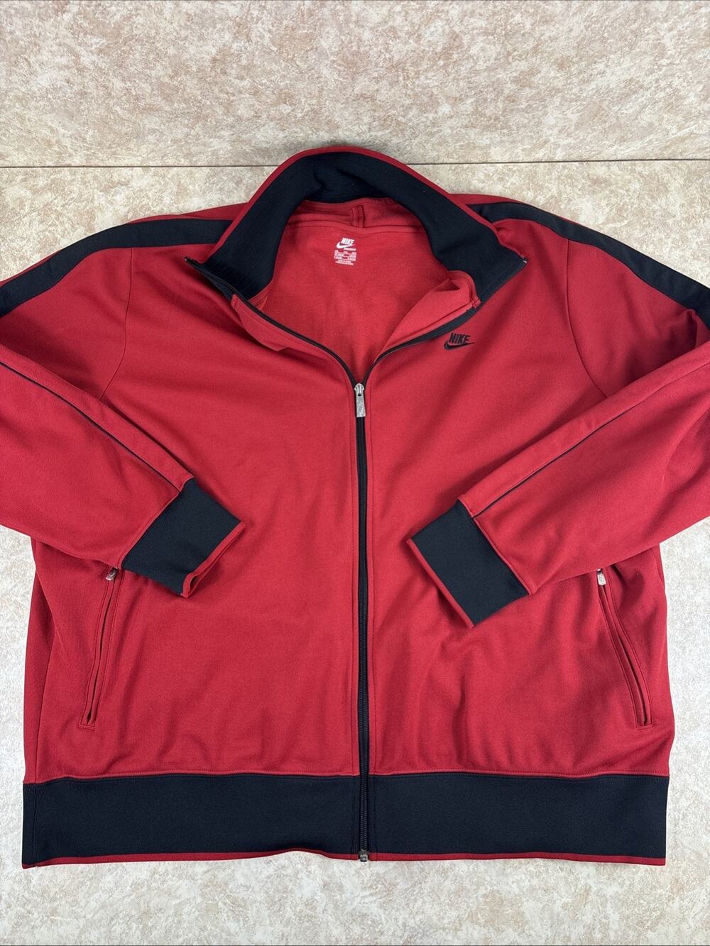 NIKE Sportswear Jacket Men's 4XL Full Zip Red/Black Pockets